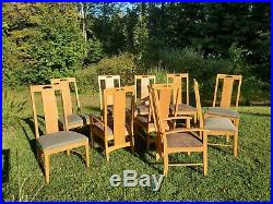 10 OAK CHAIRS in the manor OF prairie school Frank Lloyd Wright ARTS and CRAFTS