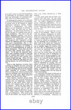 1924 Article Imperial Hotel Tokyo Japan Frank Lloyd Wright Kanto Earthquake
