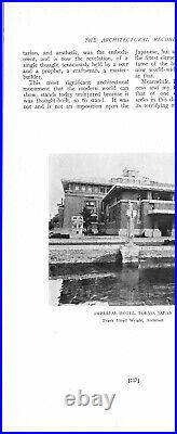 1924 Article Imperial Hotel Tokyo Japan Frank Lloyd Wright Kanto Earthquake