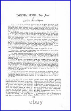 1924 Article Imperial Hotel Tokyo Japan Frank Lloyd Wright Kanto Earthquake