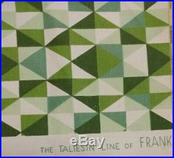 1950s Frank Lloyd Wright Fabric Sample Number 706 Lovely Green Geometric Design