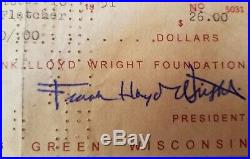 1951 Farmers State Bank Spring Green Wisconsin Check Frank Lloyd Wright $26