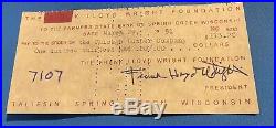 1951 Frank Lloyd Wright Signed Check Farmers State Chicago Lumber Company
