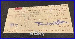 1951 Frank Lloyd Wright Signed Check Farmers State Northwest Hardware Company