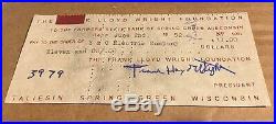 1952 Frank Lloyd Wright Signed Check Farmers State Bank Electric Company