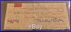 1952 Frank Lloyd Wright Signed Check Farmers State Lehigh Construction Company