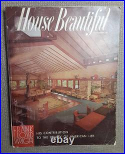 1955 HOUSE BEAUTIFUL MagazineFRANK LLOYD WRIGHT Issue 130+ WRIGHT Pages