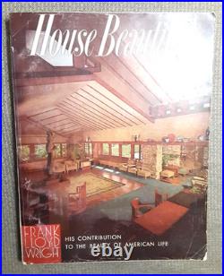1955 HOUSE BEAUTIFUL MagazineFRANK LLOYD WRIGHT Issue 130+ WRIGHT Pages