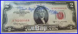 1956 Signed Frank Lloyd Wright United States Of America 2 Dollar Bill A76266446a