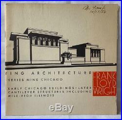 1956 Sixty Years Of Living Architecture Frank Lloyd Wright Chicago