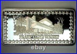 1973 Frank Lloyd Wright Silver Art Bar Hamilton Mint Wonders of America 1oz. 999