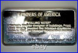1973 Frank Lloyd Wright Silver Art Bar Hamilton Mint Wonders of America 1oz. 999