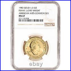 1982 US Gold (1/2 oz) American Commemorative Arts Frank Lloyd Wright NGC MS67