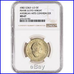 1982 US Gold (1/2 oz) American Commemorative Arts Frank Lloyd Wright NGC MS67