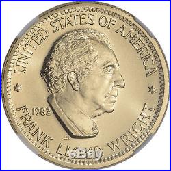 1982 US Gold (1/2 oz) American Commemorative Arts Frank Lloyd Wright NGC MS68