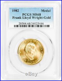 1982 US Gold American Commemorative Arts Medal PCGS MS68 Frank Lloyd Wright