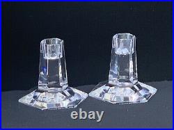 1986 TIFFANY & Co. FRANK LLOYD WRIGHT CRYSTAL CANDLESTICKS, 3 1/2