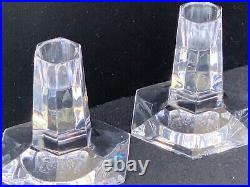 1986 TIFFANY & Co. FRANK LLOYD WRIGHT CRYSTAL CANDLESTICKS, 3 1/2