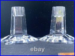 1986 TIFFANY & Co. FRANK LLOYD WRIGHT CRYSTAL CANDLESTICKS, 3 1/2