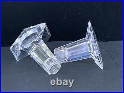 1986 TIFFANY & Co. FRANK LLOYD WRIGHT CRYSTAL CANDLESTICKS, 3 1/2