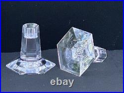 1986 TIFFANY & Co. FRANK LLOYD WRIGHT CRYSTAL CANDLESTICKS, 3 1/2