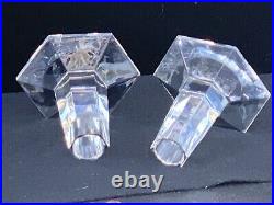 1986 TIFFANY & Co. FRANK LLOYD WRIGHT CRYSTAL CANDLESTICKS, 3 1/2