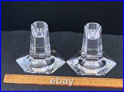 1986 TIFFANY & Co. FRANK LLOYD WRIGHT CRYSTAL CANDLESTICKS, 3 1/2