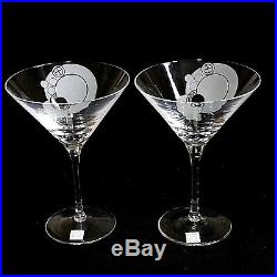 1 (One) ROGASKA FRANK LLOYD WRIGHT Hand-Blown Etched Crystal Martini Set-Signed