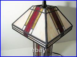 1 Pair Tiffany-Style 15 Stained Glass Desk MCM Lamp Mission Frank Lloyd Wright