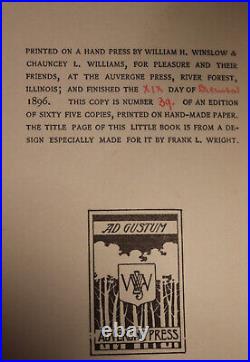 1 of only 65 copies of book handmade by Frank Lloyd Wright & 2 Clients in 1896