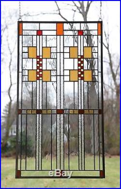 20 x 36 Stained Glass Window Panel Frank Lloyd Wright Prairie Style panel
