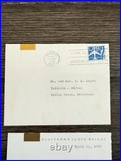 2 Signed Olgivanna Lloyd Wright Taliesin West Notes with Envelopes Frank Lloyd