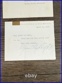 2 Signed Olgivanna Lloyd Wright Taliesin West Notes with Envelopes Frank Lloyd
