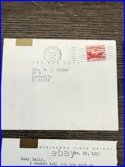 2 Signed Olgivanna Lloyd Wright Taliesin West Notes with Envelopes Frank Lloyd