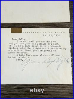 2 Signed Olgivanna Lloyd Wright Taliesin West Notes with Envelopes Frank Lloyd