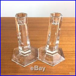 2 Tiffany & Co. Frank Lloyd Wright 6 Hexagonal Crystal Candlestick Holders