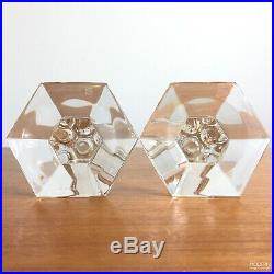 2 Tiffany & Co. Frank Lloyd Wright 6 Hexagonal Crystal Candlestick Holders