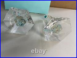 2 Tiffany & Co. Frank Lloyd Wright 6 Hexagonal Crystal Candlestick Holders NEW
