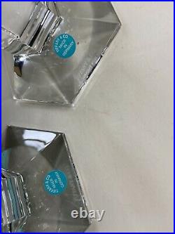 2 Tiffany & Co. Frank Lloyd Wright 6 Hexagonal Crystal Candlestick Holders NEW