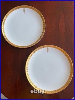 2 Tiffany & Co Frank Lloyd Wright Imperial Dinner Plates White Porcelain. Gold