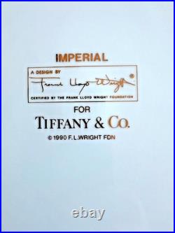 2 Tiffany & Co Frank Lloyd Wright Imperial Dinner Plates White Porcelain. Gold