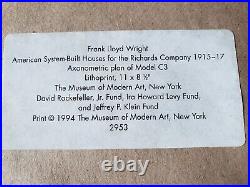 2x Frank Lloyd Wright, Model C3+ E3 Lithoprints, Museum Of Modern Art, 1994 RARE