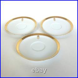 3 Tiffany & Co Frank Lloyd Wright Imperial Saucers. White Porcelain. Gold