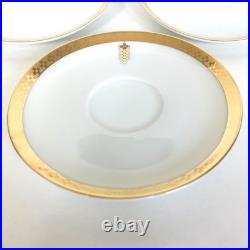 3 Tiffany & Co Frank Lloyd Wright Imperial Saucers. White Porcelain. Gold