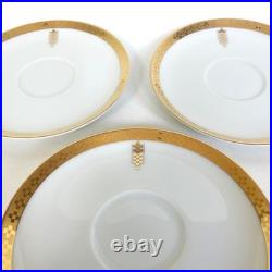 3 Tiffany & Co Frank Lloyd Wright Imperial Saucers. White Porcelain. Gold
