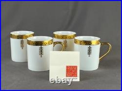 4 Frank Lloyd Wright Imperial Collection Gold 3 ½ Mugs c. 1990 MINT