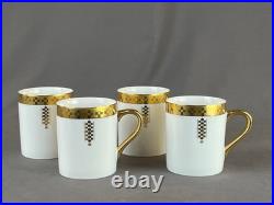4 Frank Lloyd Wright Imperial Collection Gold 3 ½ Mugs c. 1990 MINT