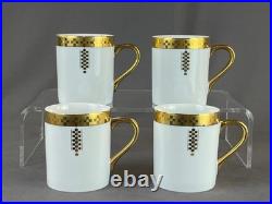 4 Frank Lloyd Wright Imperial Collection Gold 3 ½ Mugs c. 1990 MINT