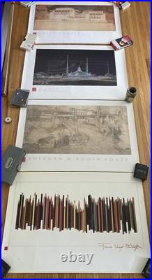 4 Original FRANK LLOYD WRIGHT Exhibition Poster 24x36 Phoenix Art Museum (1995)