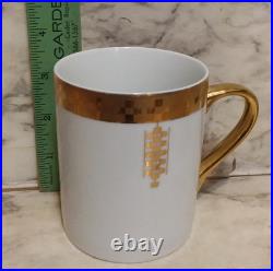 4 Vntg 1992 TIFFANY & Co. Frank Lloyd Wright Porcelain Gold Cup Art Deco Mug